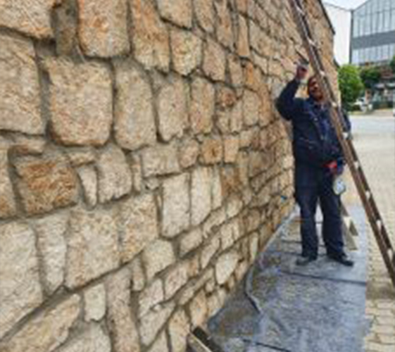 Gereinigte Mauer vom Experten